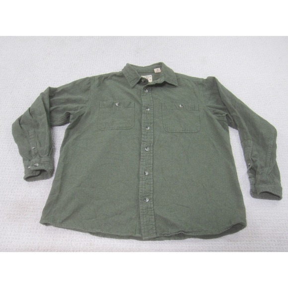 Red Head Shirt Mens Large Green Button Up Long Sleeve Outdoor Workwear Cotton - Picture 1 of 8